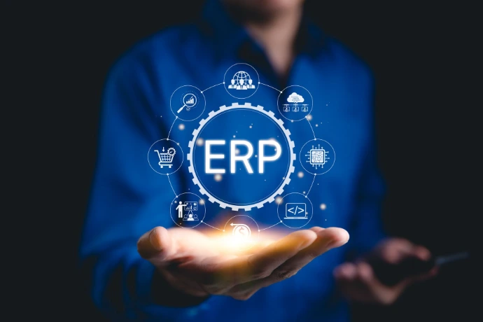 Man holding ERP Hologram